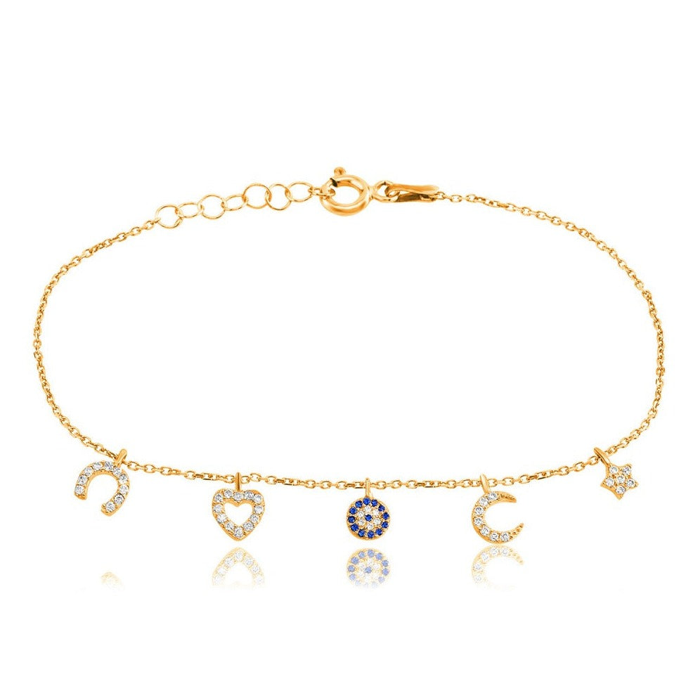 Multicharm Gold Bracelet 925