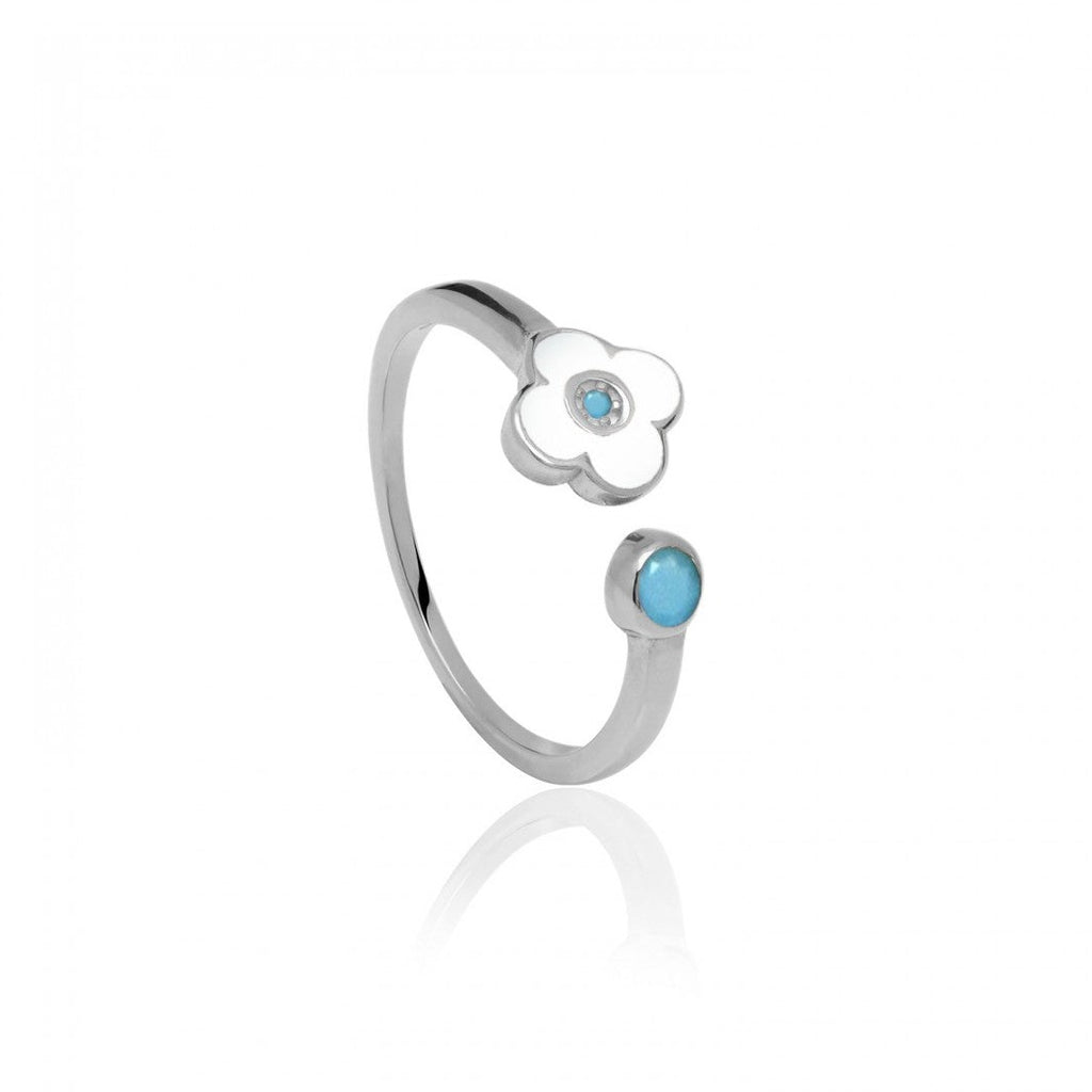 White Enamel Four Leaf Clover Ring