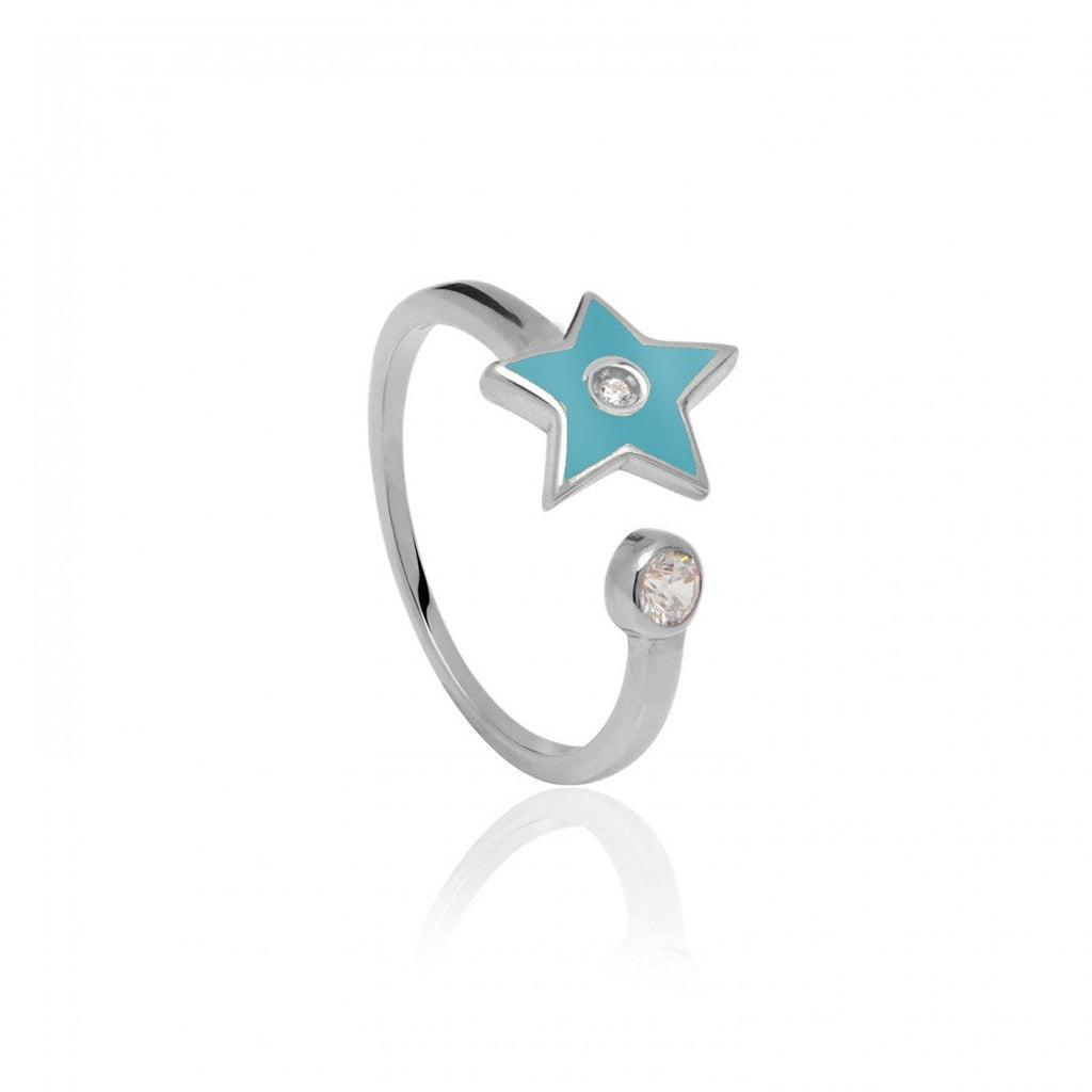 Turquoise Enamel Star Ring