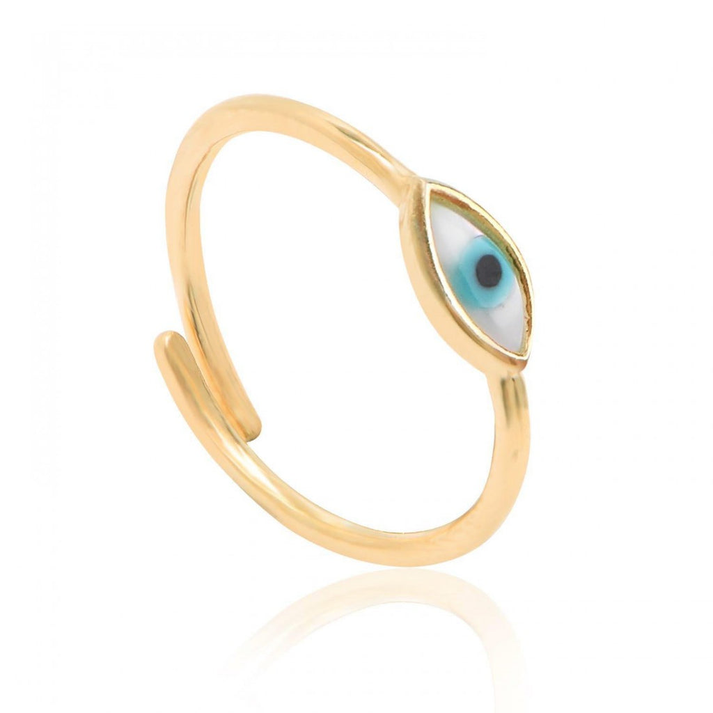 Mother of Pearl Evil Eye Ring 2 Gold