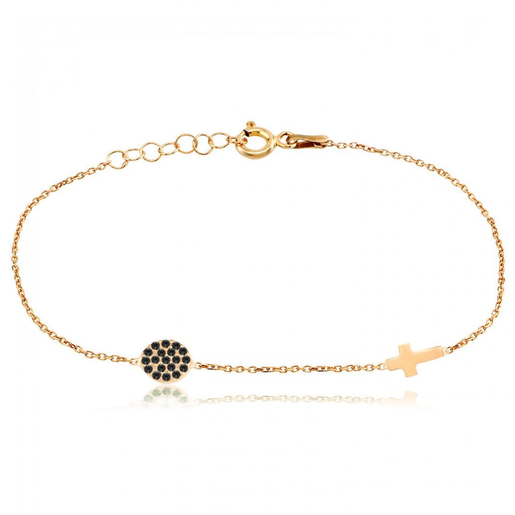 Black eye and cross Gold Bracelet 925