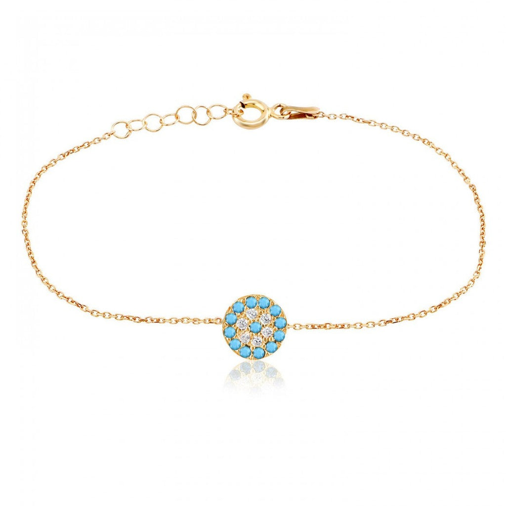 Turquoise Eye Gold Bracelet 925