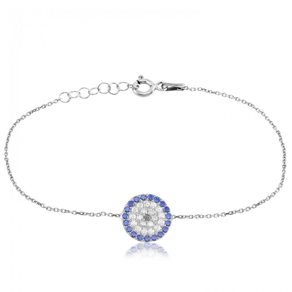 Blue Evil eye Cross Bracelet 925