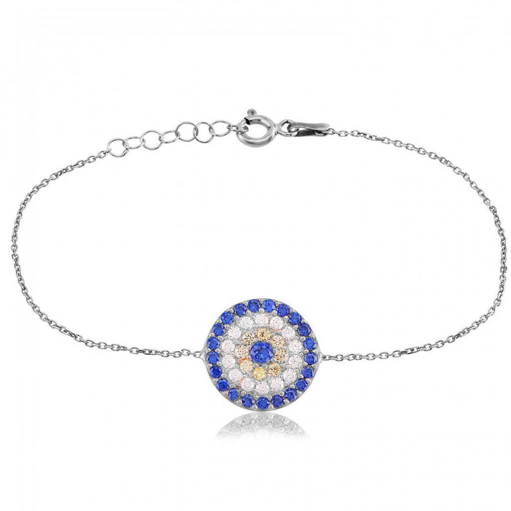 Blue Evil eye Cross Bracelet 925