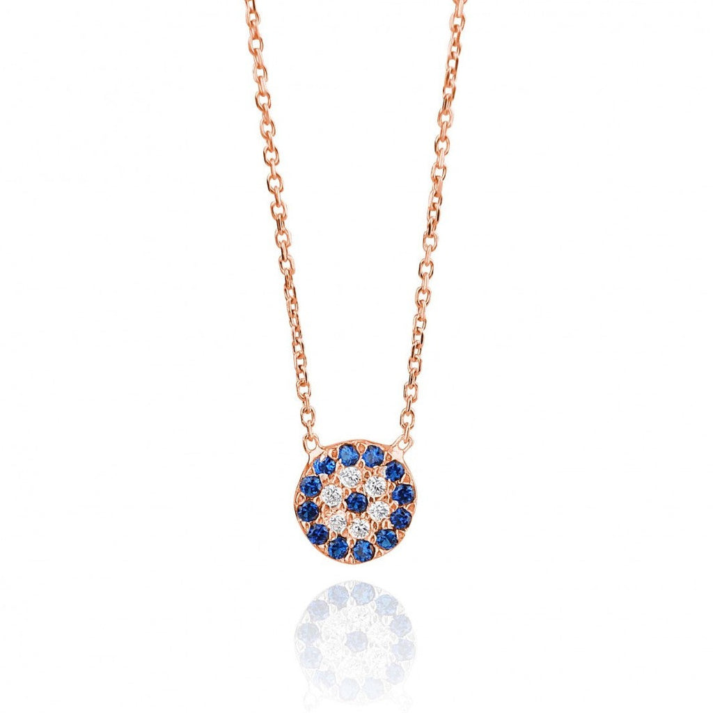 Blue Eye Necklace Rose Gold Pl 925