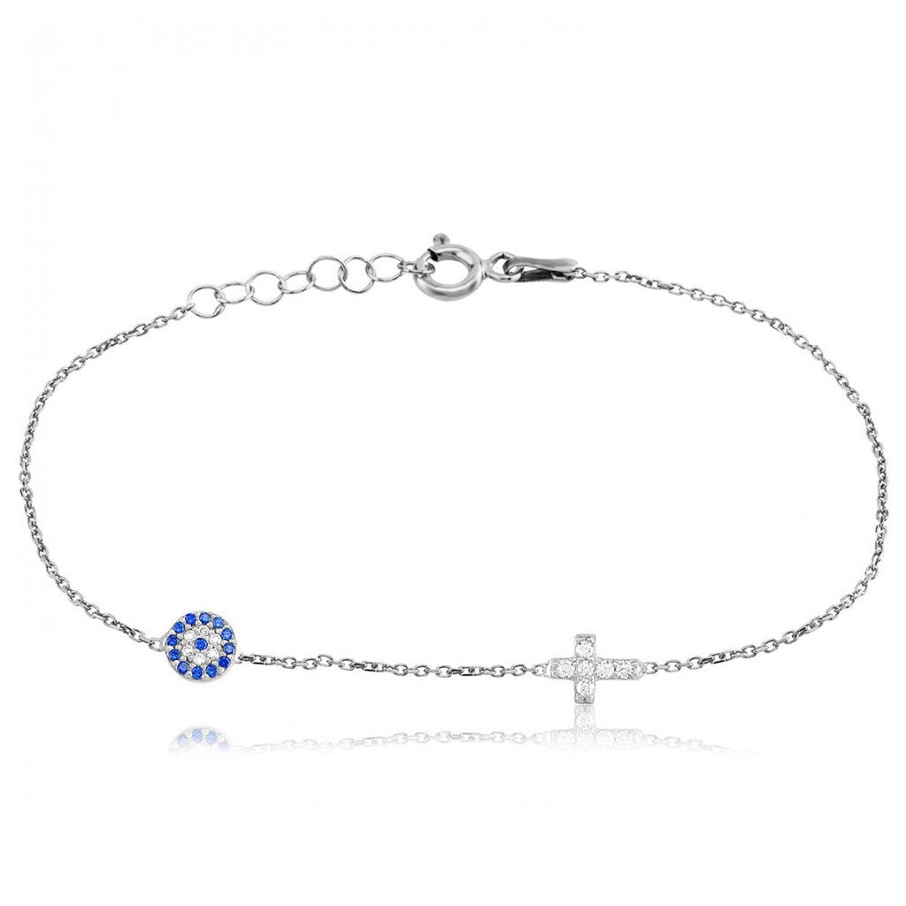 Evil eye and cross Bracelet 925