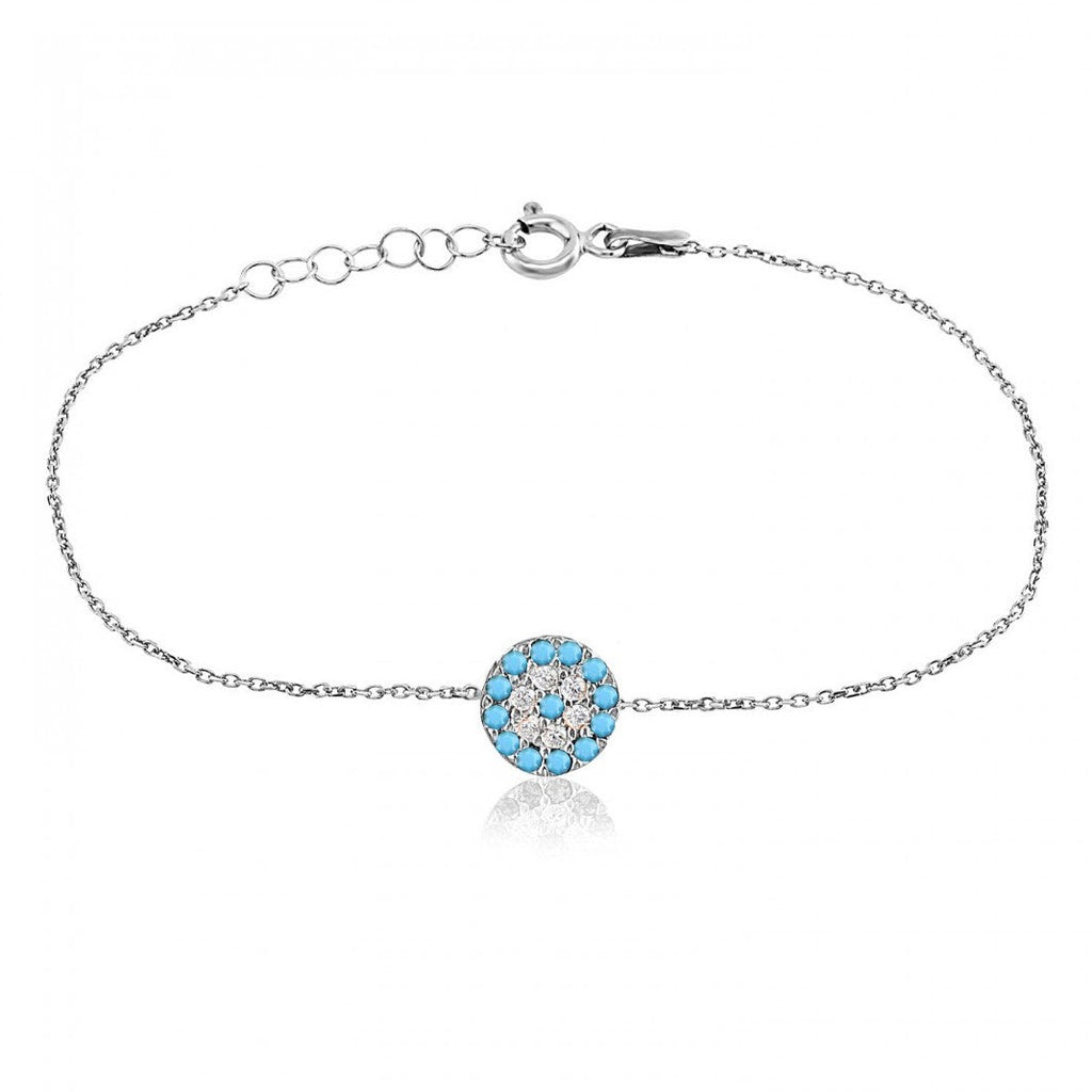 Turquoise Evil eye Cross Bracelet 925