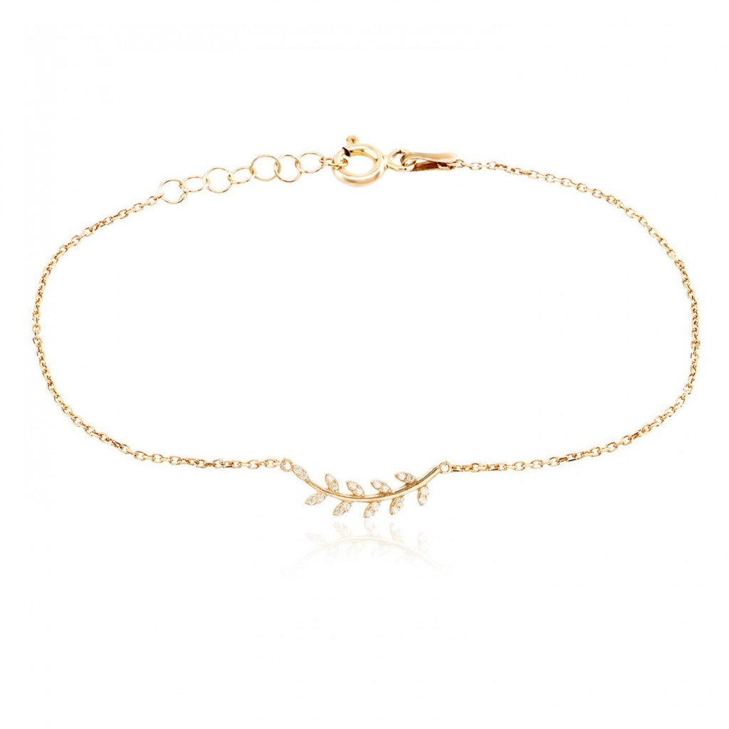 Olive branch Zirgon Gold Bracelet 925