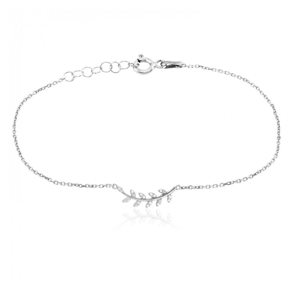 Olive branch Zirgon Silver Bracelet 925