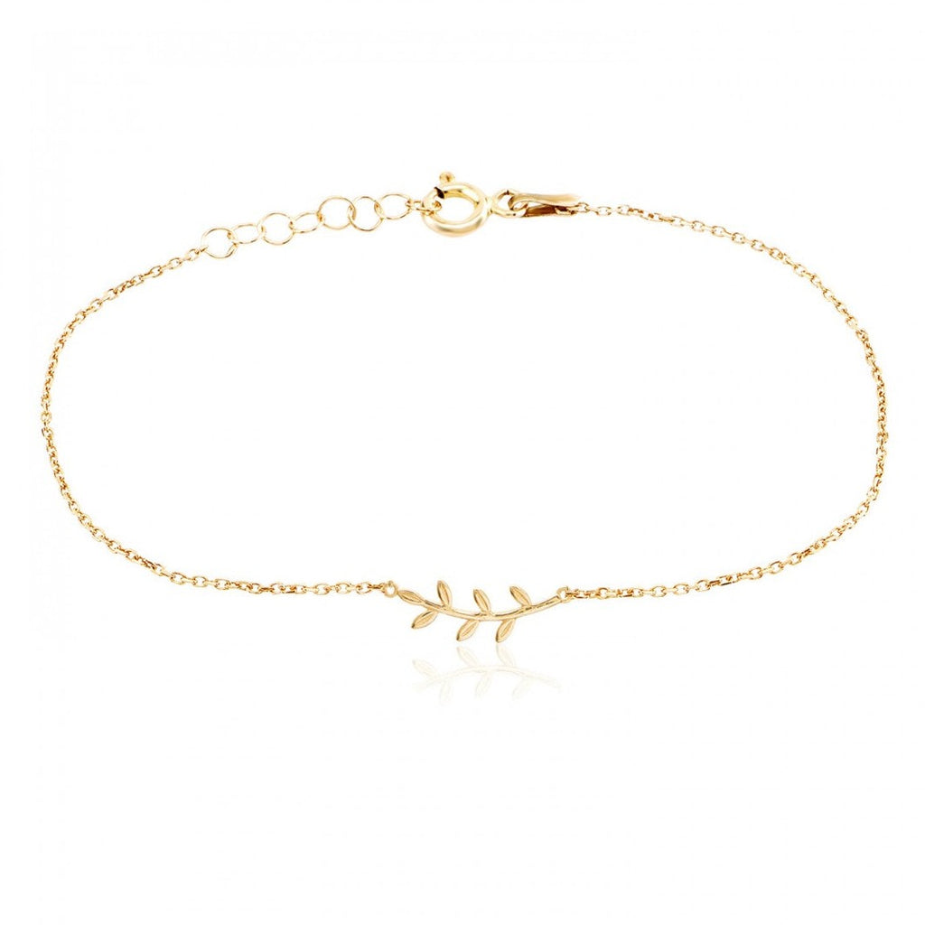 Olive branch  Gold Bracelet 925