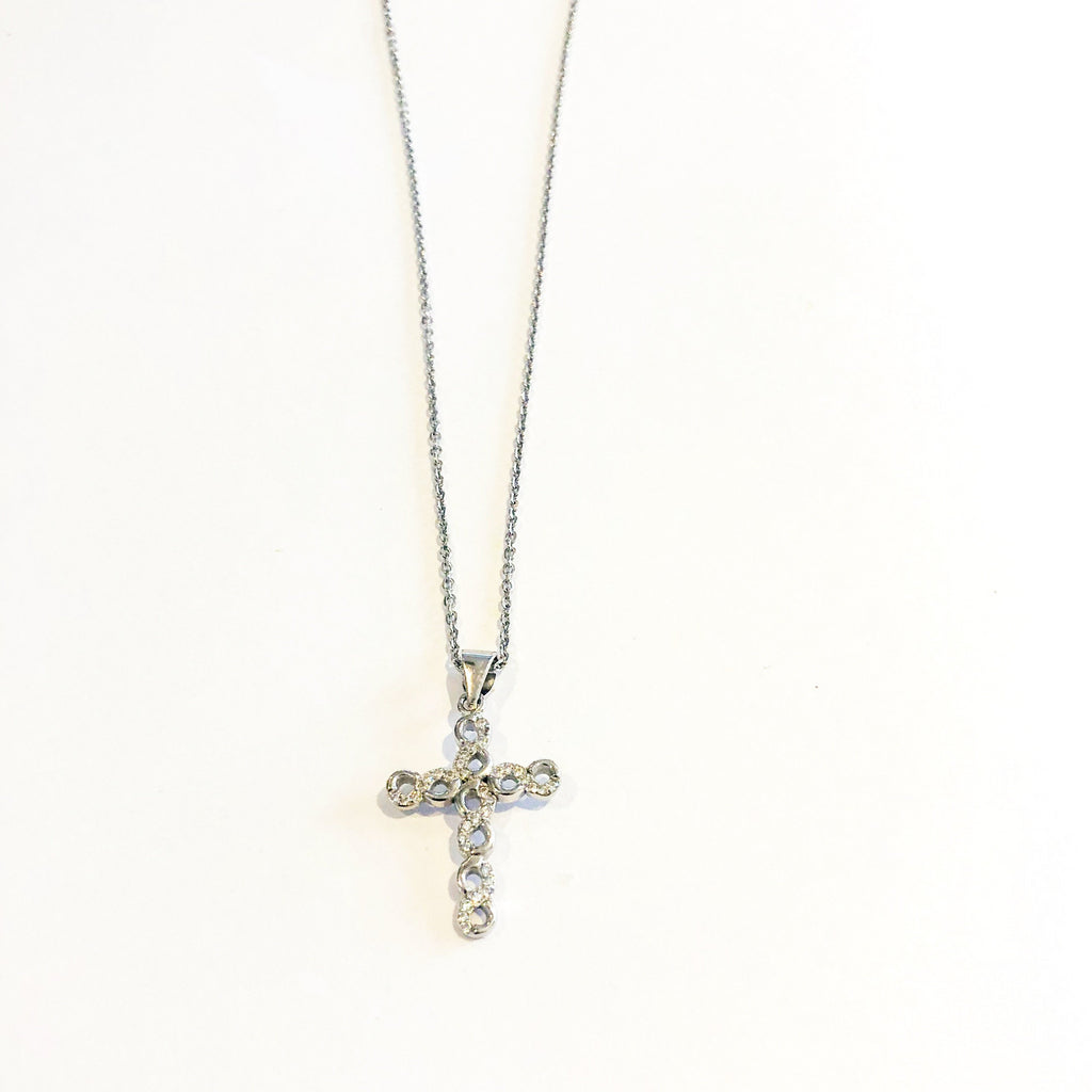 Linked Cross Necklace - Silver
