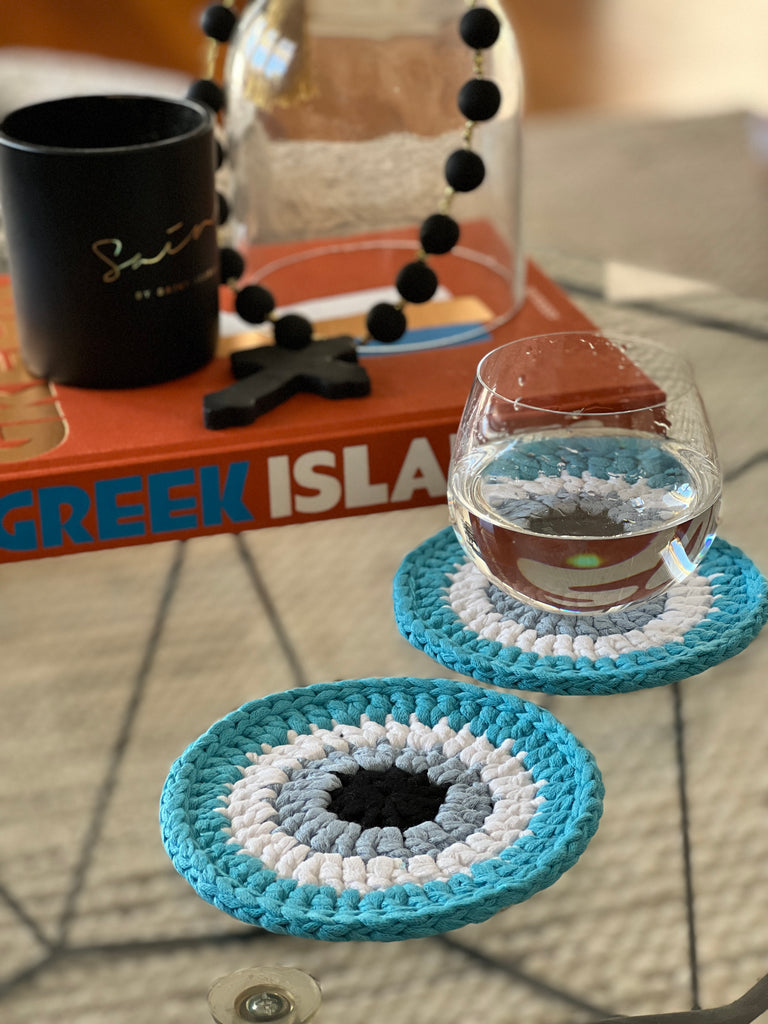 Evil Eye Crochet placemats & Coasters