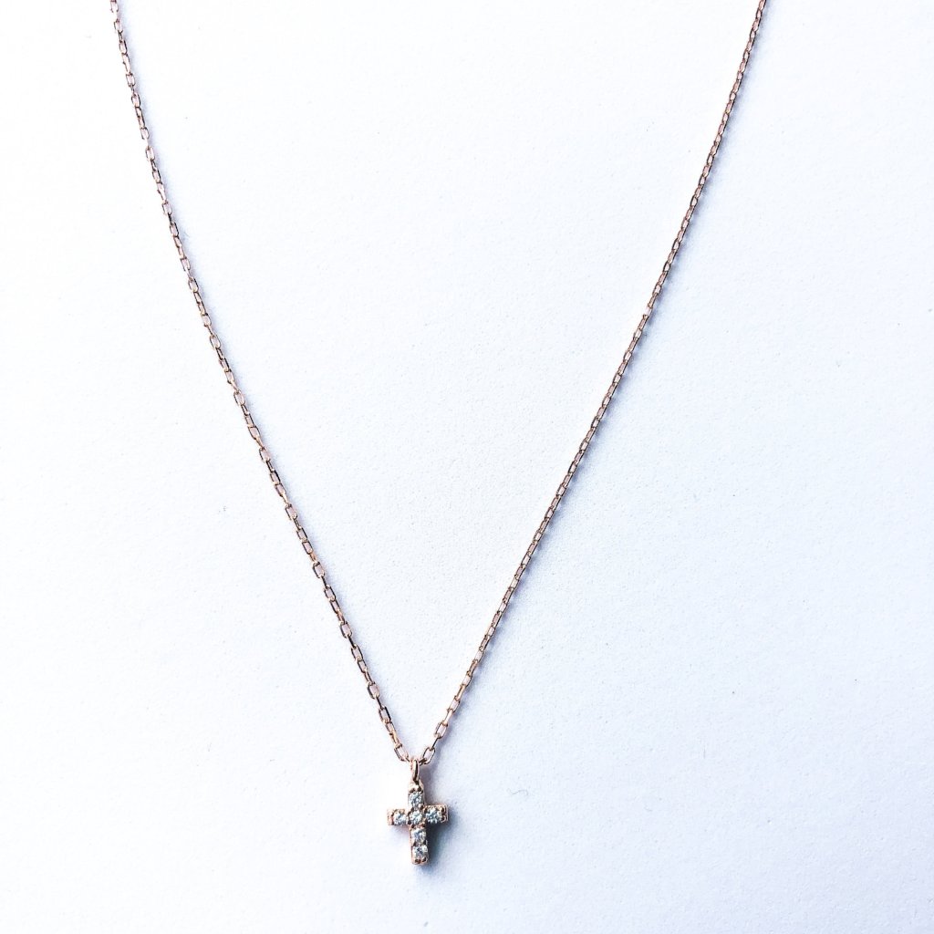 Small Cross Necklace - Rose Gold