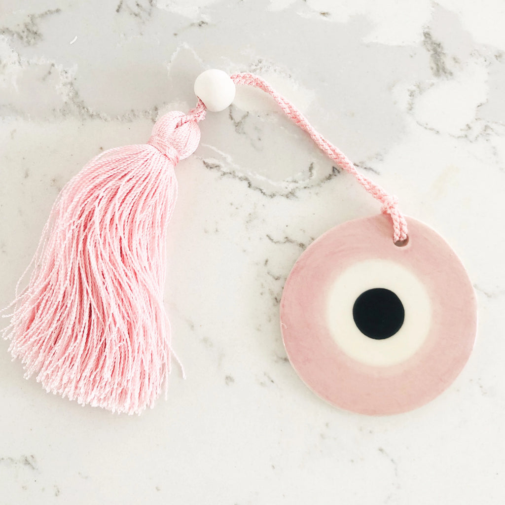 Small Pink Eye Ceramic House Charm