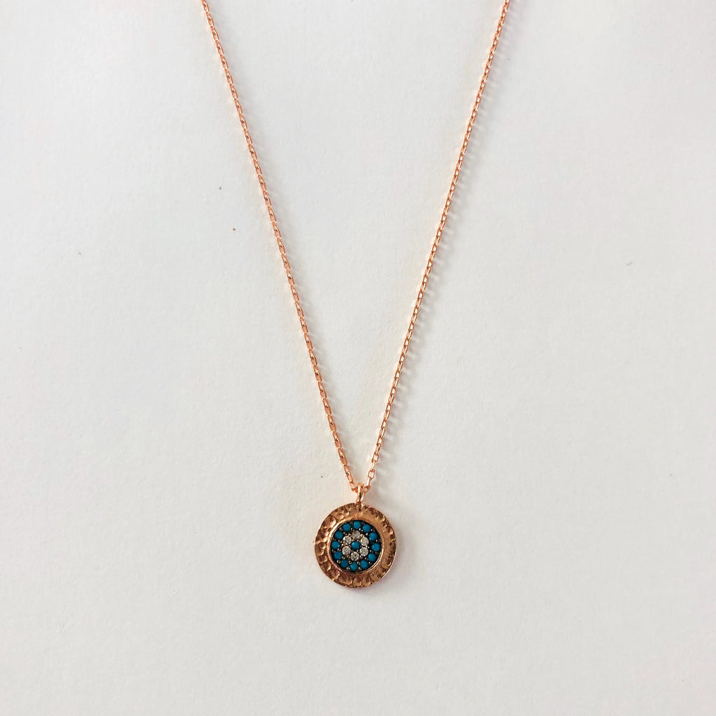 Circle Eye Necklace - Rose Gold