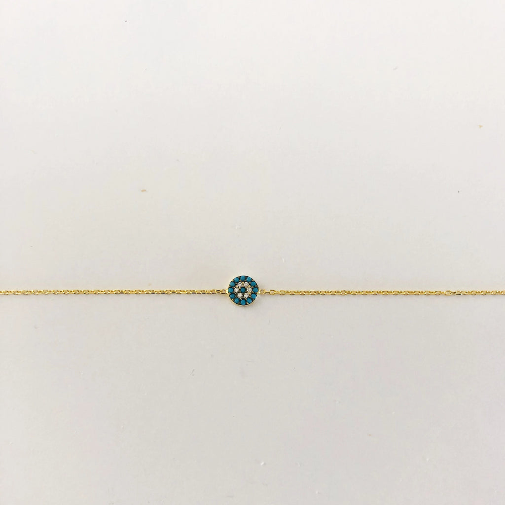 Small Turquoise Eye Bracelet - Gold