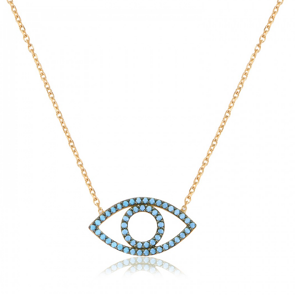 Turquoise Eye Necklace Gold 925