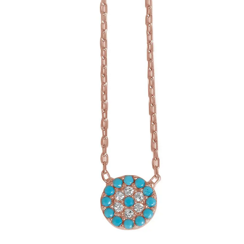 Turquiose Eye Rose Gold Necklace 925