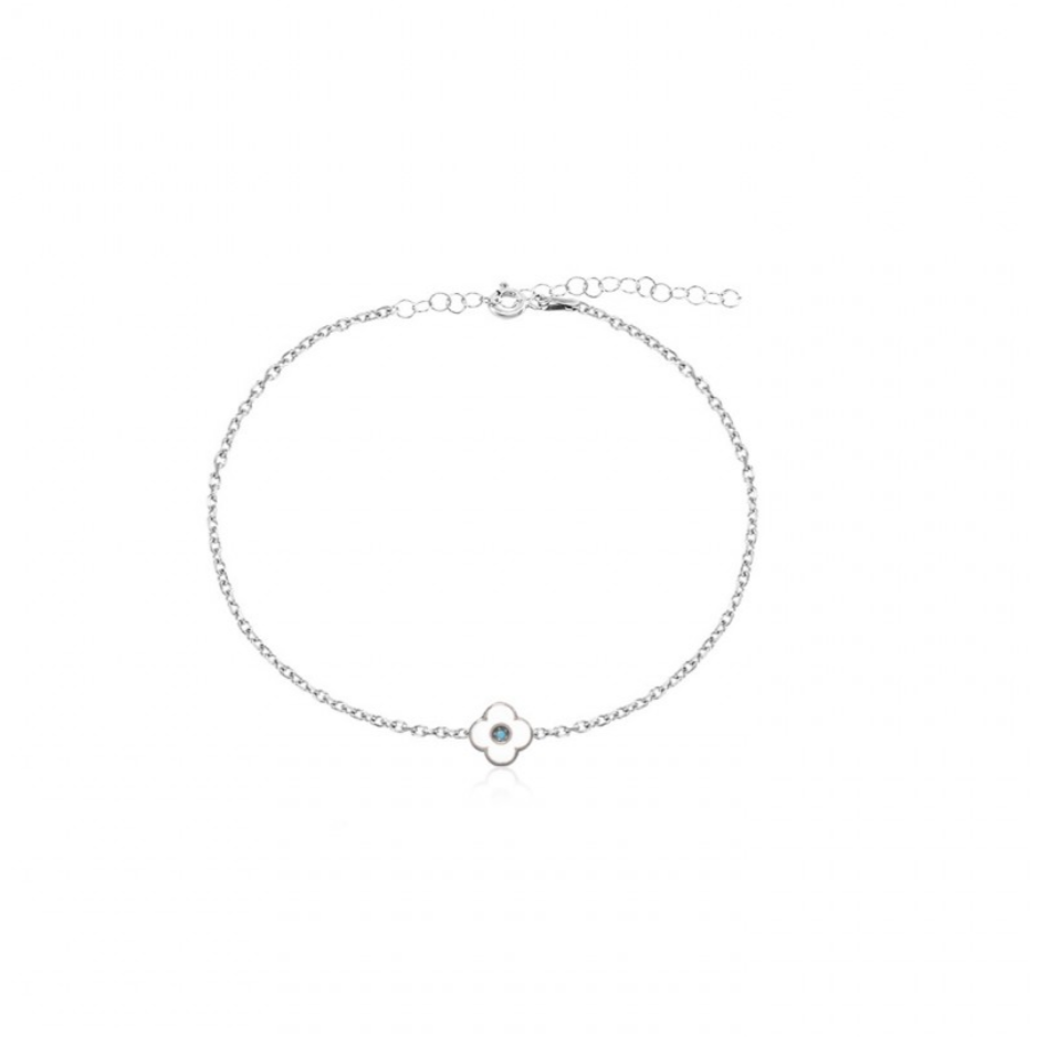 White Enamel Mati Silver Bracelet