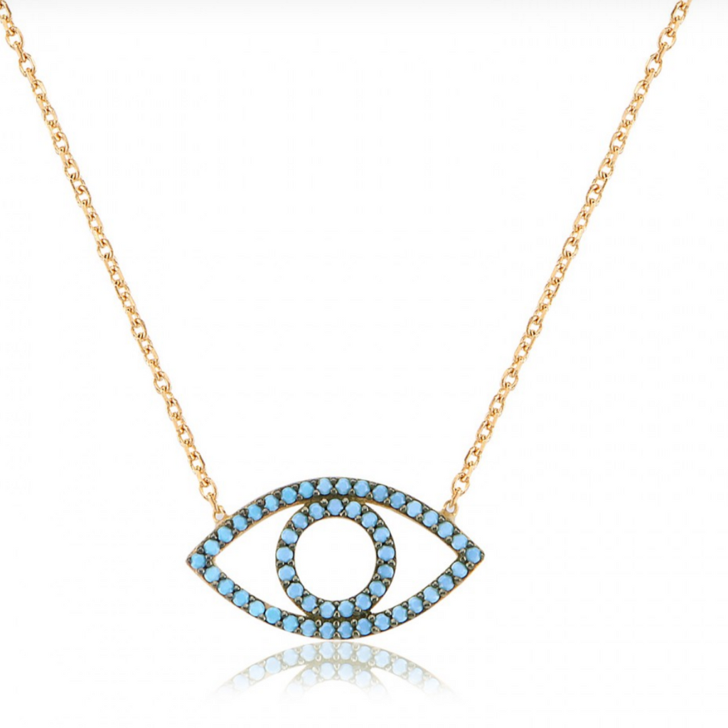 Turquoise Eye Gold Necklace 925